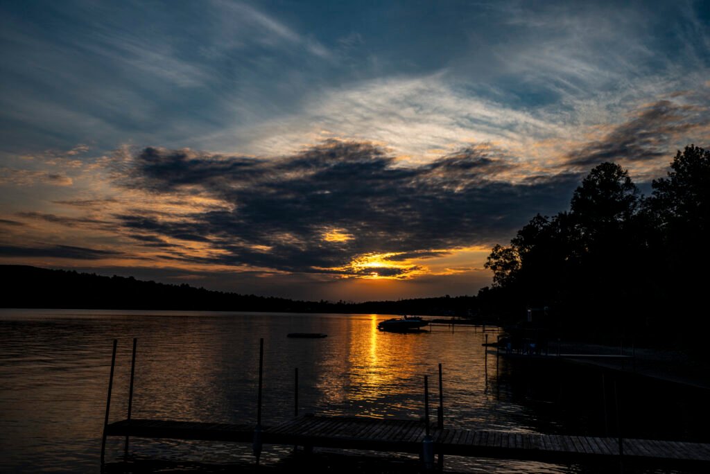 sunset on lake willoughby, westmore, vt